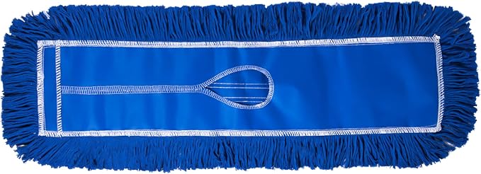 Commercial Dust Mop Replacement Head - 24 x 5 in. Cotton Nylon Reusable Mop Head- Industrial Dust Mop Refill for Floor Cleaning & Janitorial Supplies, Blue