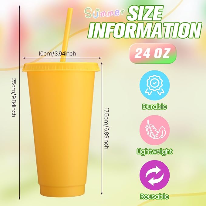 Honeydak 30 Pack Tumbler with Straw and Lid Bulk Cups for Gifts Water Bottle Iced Coffee Travel Mug Cup Reusable Plastic Tumblers for Party Birthdays 24-27 oz (Bright Color)