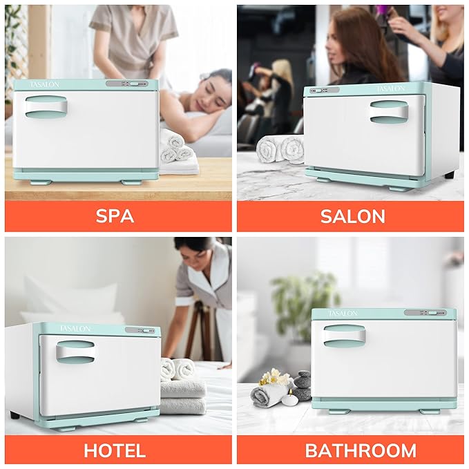 TASALON 8L Professional Hot Towel Warmer Cabinet, Use for Spa & Salon and Bathroom, Upgrade Fast Heating Aluminum Interior, Fits up to 24 Small Towels, White