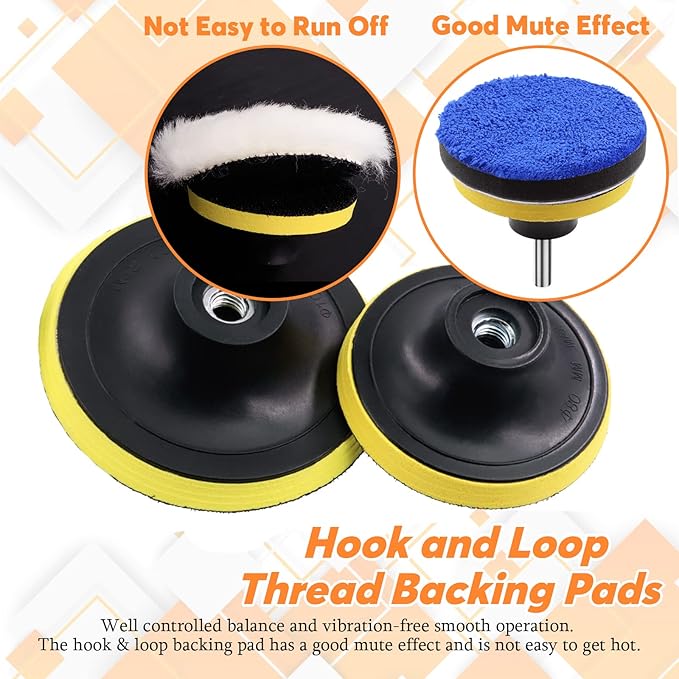 10Pcs Polishing Wheel Wool Buffing Pad Microfiber Pads Assortment Kit Includes 4 Cotton Buffing Wheels, 3 Inch 5 Inch Polishing Pad for Drill Buffer Attachment for Polishing and Buffing