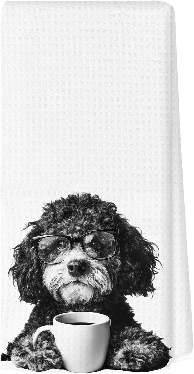 Funny Bernedoodle Kitchen Towels, Dog Kitchen Accessories, Dog Chef Gifts for Women Decorative Hand Towels for Kitchen Decor, Coffee Lovers Gifts Dish Tea Towel, 16x24 Inch