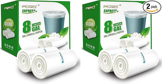 FORID Clear Trash Bags, 8 Gallon Garbage Bags, Wastebasket Bin Liners 110 Count Plastic Trash Bags for Bathroom Bedroom Office Garbage Can 30 Liters - Durable & Thick Trash Bag - Medium (Pack of 2)