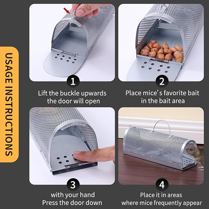 Humane Rat Trap, Automatic Cycle Mouse Trap, No Kill Live Mouse Catch, Mice Trap Cage for Indoor and Outdoor Small Animal - Mouse Voles Hamsters Live Cage Catch and Release (Rat Trap A)