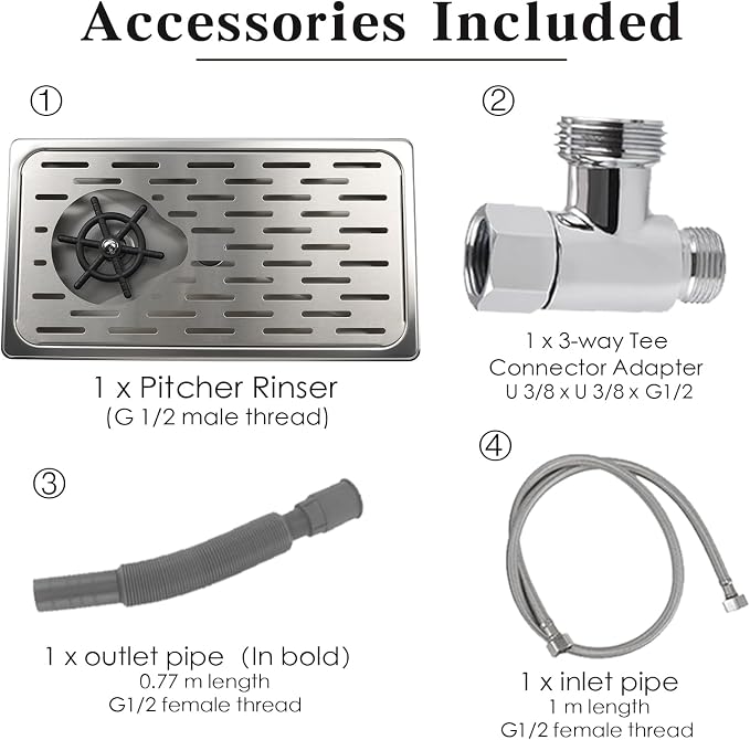 Pitcher Washer, Espresso Washer and Spray, Pitcher Rinser ，Drainage and Drip Tray, 304 Stainless Steel Bar Glass Washer Sink, Suitable for Home Kitchen, Hotel, Coffee Shop, Restaurant (Silver)