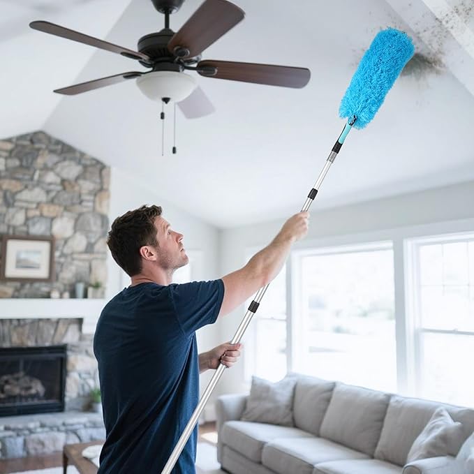 Lineslife Dusters for Cleaning, Microfiber Feather Duster 3-in-1 Kit, Duster, Cobweb Duster, Microfiber Dusters for High Ceilings and Fans, Blinds, Cars and Furniture