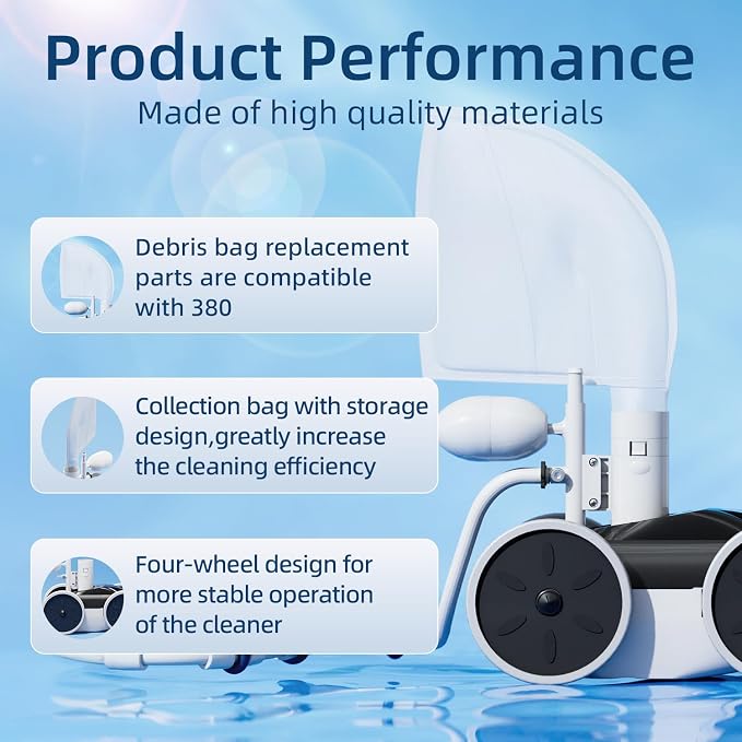 MAKHOON Upgrade Pool Pressure Side Sweeper – Professional Pool Cleaner for Efficient Swimming Pool Cleaning, Stable 4-Wheel Structure Design