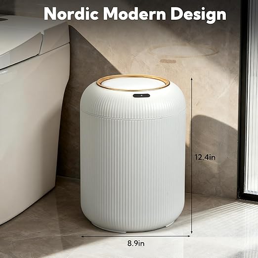 VZZNN 2 Pack Automatic Motion Sensor Trash Can with Lid,3 Gallon Slim Electric Garbage Can for Bathroom,Kitchen,Bedroom and Office,Waterproof