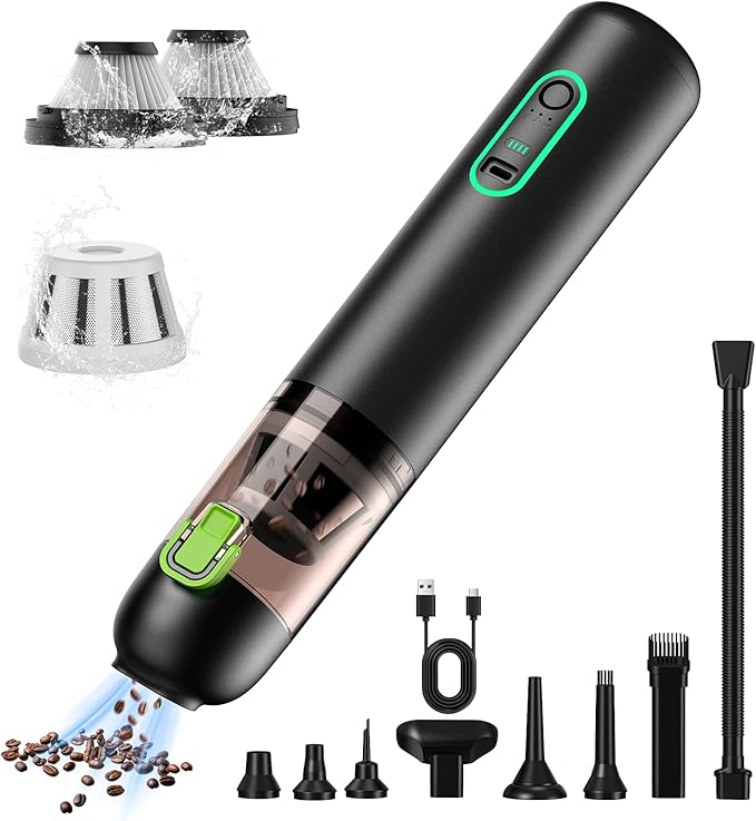 Car Vaccum, COMVIX VC28 Handheld Vacuum, 4-in-1 Mini Vacuum Cleaner with 20000pa Suction Power, Rechargeable Vacuum with 3 Suction Modes, Portable Cordless Vacuum for Car, Home, Office Desk, Keyboards