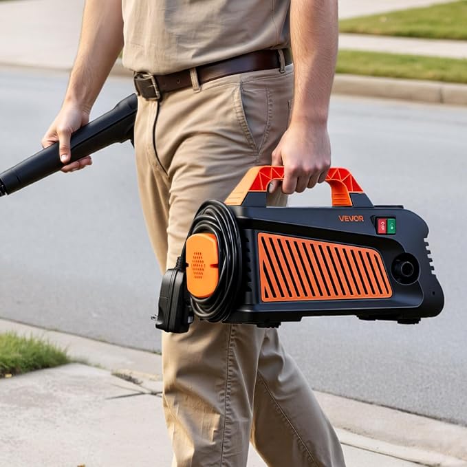 VEVOR Electric Pressure Washer, 2000 Max PSI 1.59 Max GPM, Portable Power Washer with 4 Nozzles, Metal Extension Wand, Built-in Carry Handle, Compact & Flexible for Cars,Driveways,Patios,Fences,Home