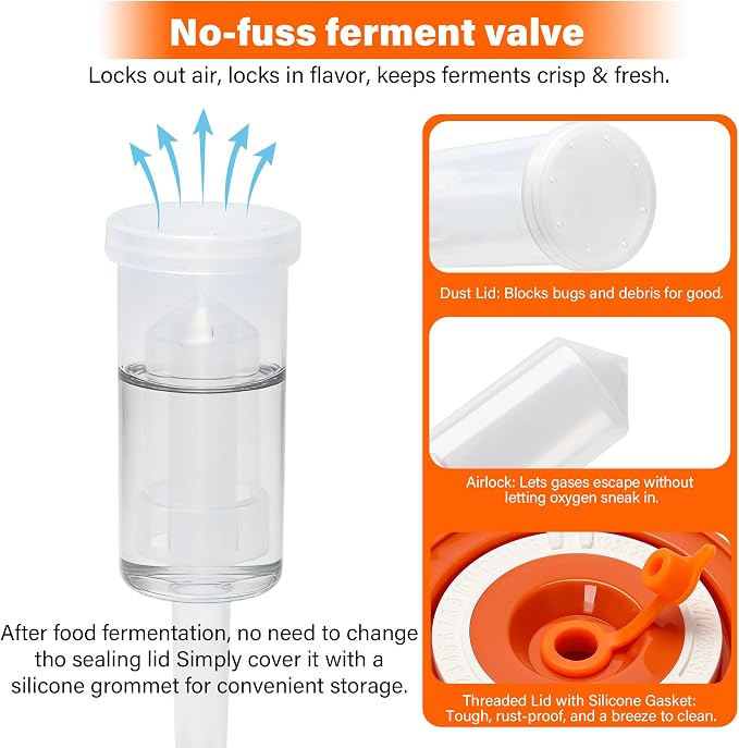 64oz/2L Fermentation Jar Kit, 2 Pack Fermentation Kit with Glass Jars, Fermenting Weights,Seal Lids Can Mark Date and Airlocks for Pickling Sauerkraut Easy Fermenting & Storage(Jar Included)