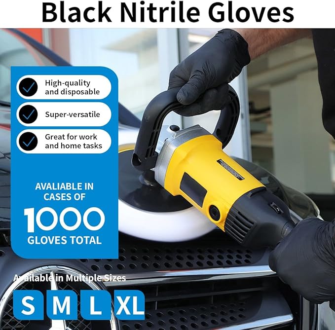 HEAVY DUTY 5 Mil Nitrile Black Gloves Disposable Latex Free Rubber Cleaning Mechanic Food Prep Tattoo Gloves 1000PCs