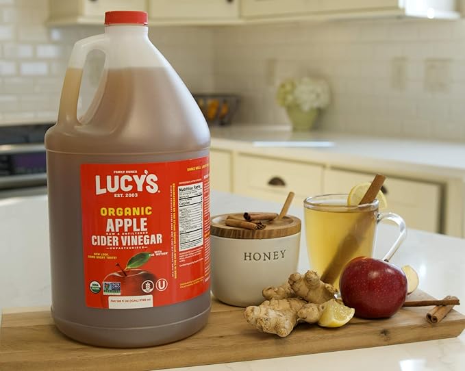 Lucy's Family Owned - GALLON SIZE, Organic, With the Mother, Apple Cider Vinegar, Unfiltered, Unpasteurized, NonGMO, and Raw