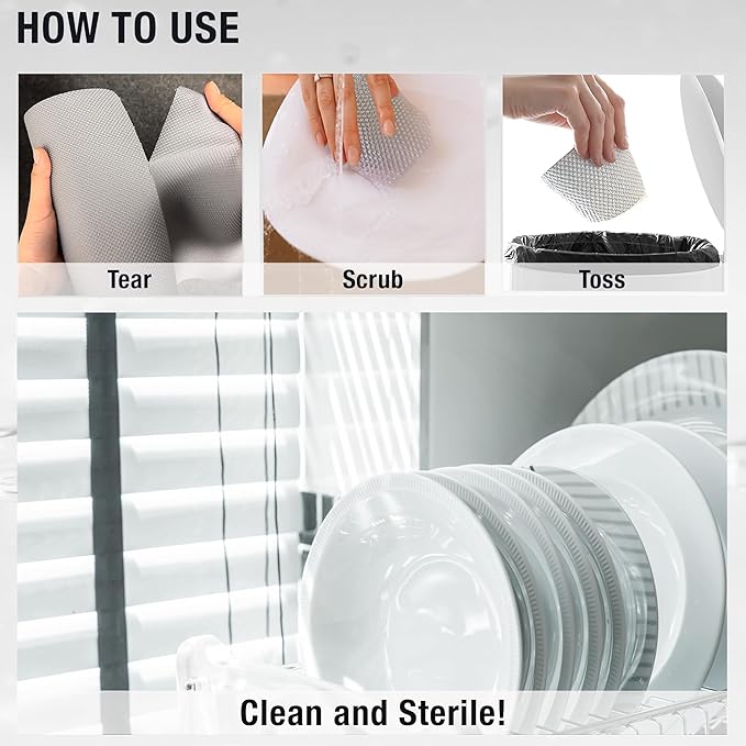 Daily Dish Scrubber Sheet Non-Scratch Household Disposable Cleaning Sponges | Recyclable, Eco-Friendly & Perfect for Kitchen, Home Cleaning and Outdoor Use (2, Beige)