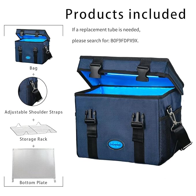 UV Light Sanitizer Box Ozone Free, 12L/3.17 gal Portable Sanitizing and Cleaning UVC Bag with 3-Level Timer,Foldable UV Cleaner Machine for Toys, Clothing, Microphones, with 5V3A Upgraded Charger