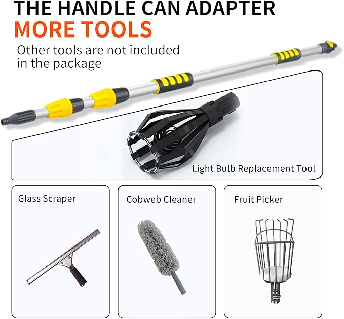 Car Wash Brush with Long Handle, 20FT Reach Telescopic Flow-Thru Car Washing Brushes, 11.8" Soft Bristle Cleaning Brush with On/Off Switch for Auto Cars, Trucks, RV, Truck, Boat, Wall, Solar Panels