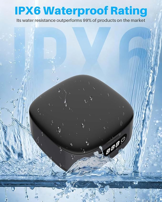Voraiya Rechargeable Ultrasonic Retainer Cleaner, Portable Retainer Cleaner Machine, 52kHz Retainer Cleaner for Dentures, Night Guards, Mouth Guards, 166ml Dental Cleaning Pod with Mirror, 3 Modes