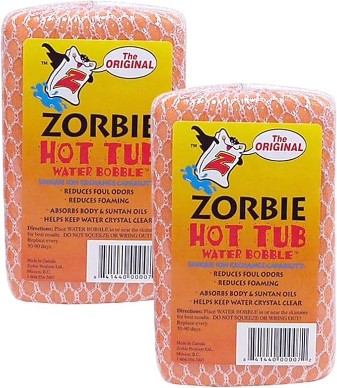 Water Bobble Hot Tub Oil Scum Absorber - Scum Absorbing Sponge for Spas and Hot Tubs - Naturally Cleaner Water with Spa Sponges for Hot Tubs - Orange Floating Bobble with String - 2 Pack