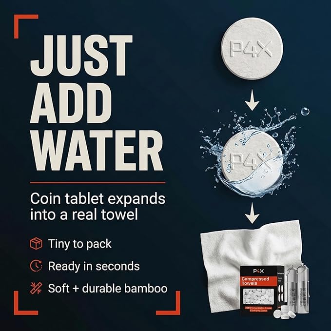 Compressed Towel Tablets - 100% Bamboo Camping Toilet Paper Tablets, Great for Hiking, Travel and Backpacking - Disposable Washcloths, Body Wipes, Paper Towel Coin Tissue - 100/250/500 Pack