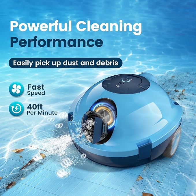 Y10 Robotic Pool Cleaner,Cordless Pool Vacuum with 90 Mins Runtime