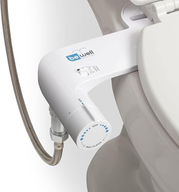Waterpik BeWell Bidet Attachment BDT-001 Non-Electric Water Spray Angle and Adjustable Pressure, Self-Cleaning, Easy DIY Installation Toilet Seat Sprayer, BDT-001 White