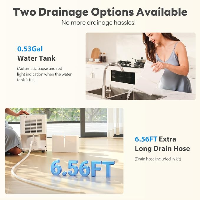 34Pint Dehumidifier for 2500Sq.Ft, Compressor Dehumidifiers for Home, Front LED Digital Humidity Display&Quiet Dehumidifier for Basement, Bedroom, Bathroom, with 6.56FT Drain Hose DH1800S