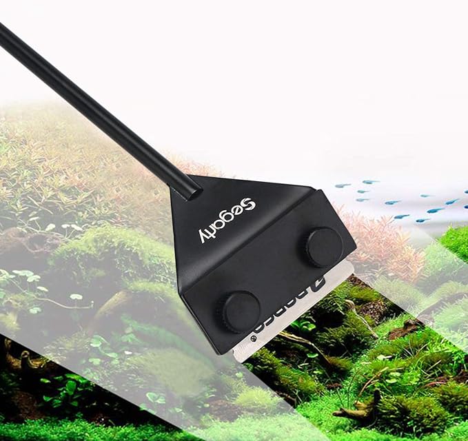Segarty Aquarium Algae Scraper, 26.5" Stainless Steel Cleaner with 10 Replaceable Stainless Blades, Cleaning Razor for Removing Residue in Fish Plant Glass Tank