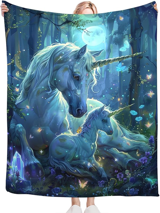 Tijuboni Unicorn Throw Blanket Unicorn Gifts for Girls Women Boys Men Kids Adults Soft Flannel Fleece Blanket for Couch Sofa Bed Home Decor 60"x80"