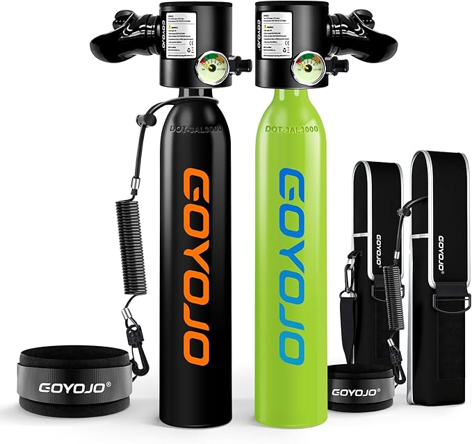 GOYOJO Mini Scuba Tank, Portable Diving Lung Air Tank with DOT Certified, Refillable Emergency Backup Pony Bottle for Snorkeling, Underwater Breathing, Training