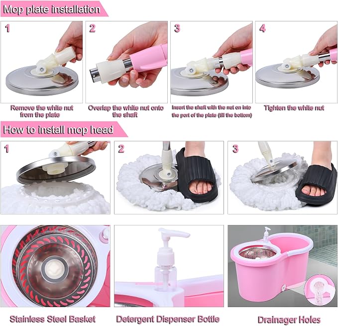 Mop and Bucket Set(Pink)