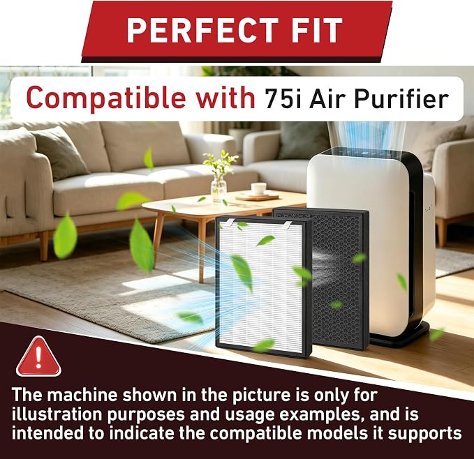 2Pcs 75i Replacement Filter with H13 Activated Carbon | Compatible with 75i Air Purifier, Easy to Replace, Long-lasting Performance