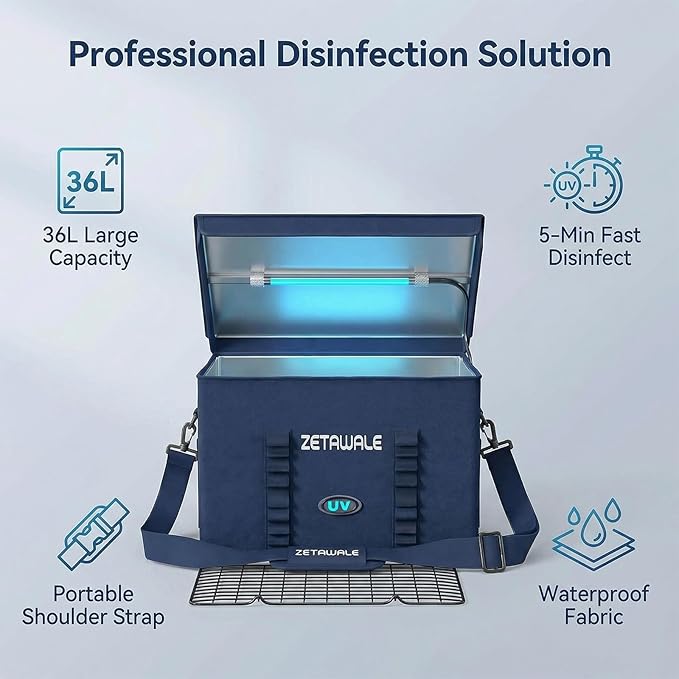 UV Light Sanitizer Box Foldable Large Cleaner and Sanitizing Machine with Timer UVC Light Sanitization Bag Household for Cell Phone,Earphones,Plush Toys,Towels,Keys,Brushes and Combs（36L）