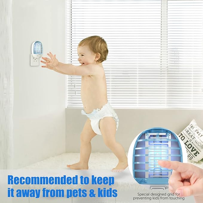 Bug Zapper Indoor, Electronic Fly Trap Insect Killer, Mosquitoes Killer Mosquito Zapper with Blue Lights for Living Room, Home, Kitchen, Bedroom, Baby Room, Office(2 Packs)
