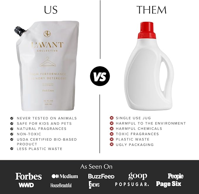 L’AVANT Collective | Laundry Detergent Refill - Fresh Linen Scent | Natural, Concentrated Soap for Sensitive Skin, Stain Remover, Baby Clothes, Luxury Care for Delicates, Everyday Loads, and Fabrics