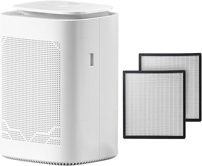Dehumidifier and Air Purifier Combo HEPA H13 Filter and Negative Air Ion Function,54oz(1600ML) Water Tank with Drain Hose,24hrs Auto-Off Timer,Idea for Bedroom,Bathroom(W)