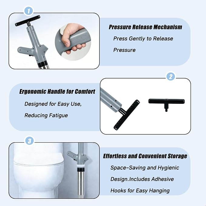 High Pressure Toilet Plunger,Air Drain Unclogger Blaster with Visual Barometer & 6 Different Plunger headss,Upgraded Toilet Plunger,Heavy Duty Clog Remover Kits for Bathroom Sink & Toilet