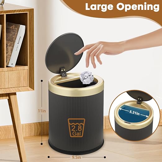 Automatic Touchless Bathroom Trash Can with Lid, 3 Gal and 2.8 Gal Automatic Garbage Bin for Bedroom，Kitchen，Office