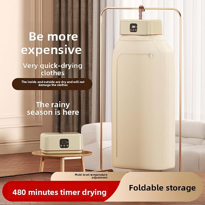 Portable dryer - suitable for apartments, RVs, travel, and dormitories, mini/compact dryer with adjustable timer, quiet and fast, worry free settings, 600W