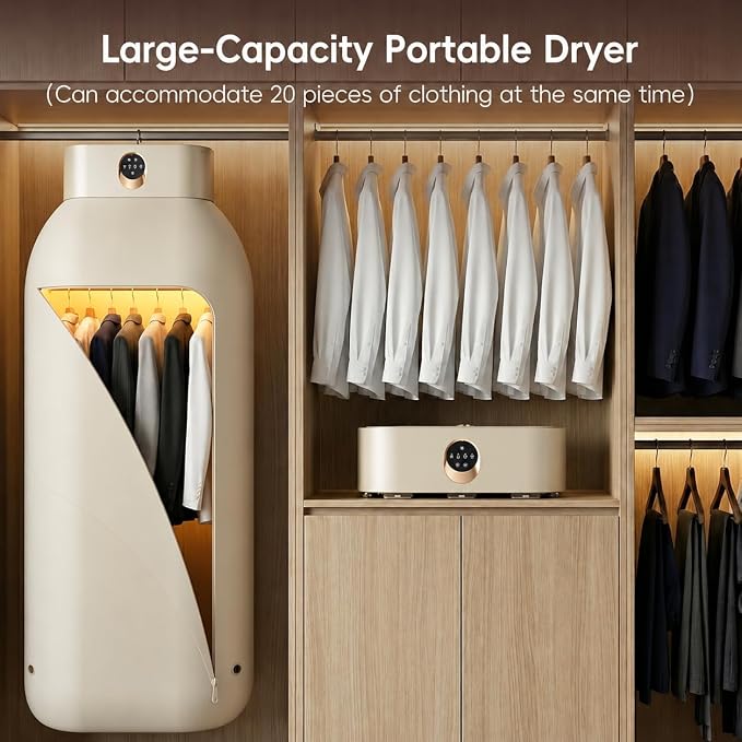 Portable Clothes Dryer, Folding Travel Dryer for Up to 12 Clothes | Includes Portable dryer for clothes, remote control, compact foldable design, ideal for apartments RV hotels & travel