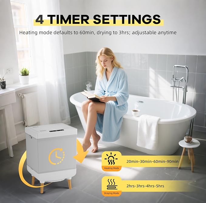 Towel Warmers for Bathrooms, 35 Liter Portable Collapsible Electric Towel Heater with Heating & Drying Modes, Telescopic Rod, Heated Blanket Warmer Dryer for Home, Spa, Travel