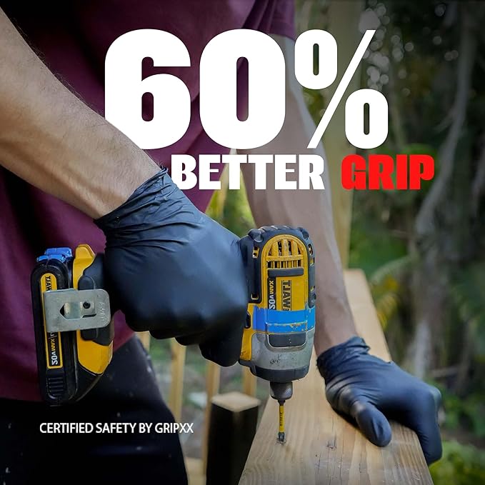 London Labs Black Nitrile Gloves Disposable Latex Free & Powder Free, 4 Mil Rubber Glove, Cleaning, Cooking, Mechanic(XS-XXL)