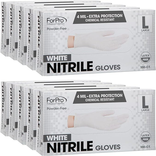 ForPro Disposable Nitrile Gloves, Chemical Resistant, Powder-Free, Latex-Free, Non-Sterile, Food Safe, 4 Mil