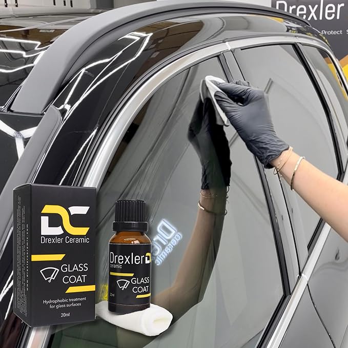 Glass Coating 20ml – Hydrophobic Ceramic Coat for Windshields & Windows | Water Repellent Protection for Glass Parts | Enhanced Visibility, Spotless Finish, Long-Lasting Shine