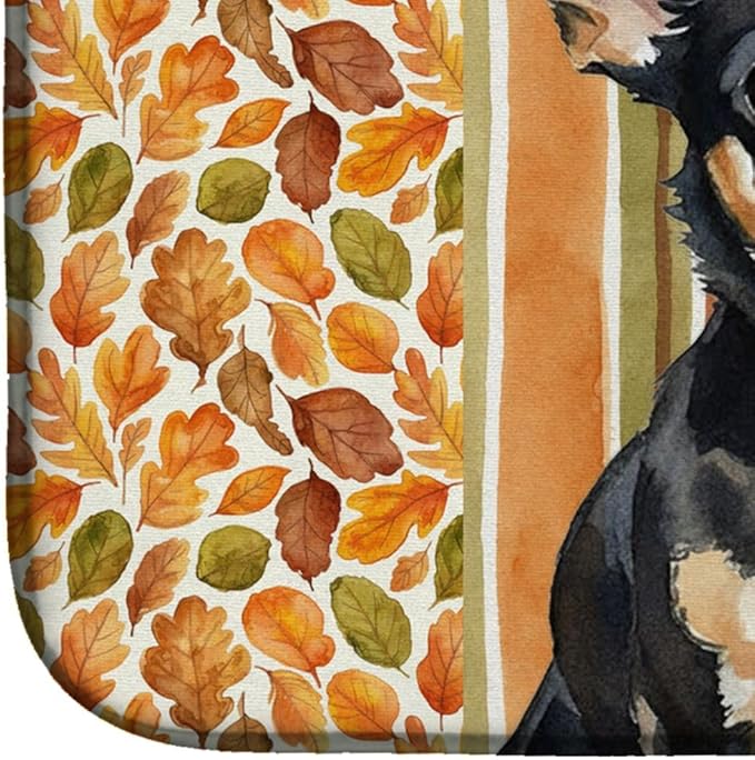 Caroline's Treasures Black and Tan Chihuahua Heirloom Fall Dish Drying Mat Absorbent Dish Drying Mat Pad for Kitchen Counter Dish Drainer Mat for Countertop, 14 x 21", Multicolor