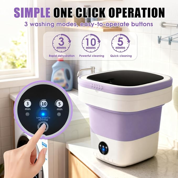 Portable Washing Machine 16L Mini Laundry Washer 3 Modes with Spin Basket Laundry Machine Cleaning Depth Underwear,Baby Clothes Small Shirt for Apartments Dormitories Hotels and Camping (purple)