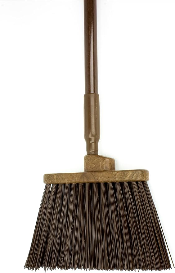 SPARTA 41083EC01 Plastic Color Coded Broom, Unflagged Bristles, Long Broom With Angled Head For Small Debris Cleaning, 56 Inches, Brown