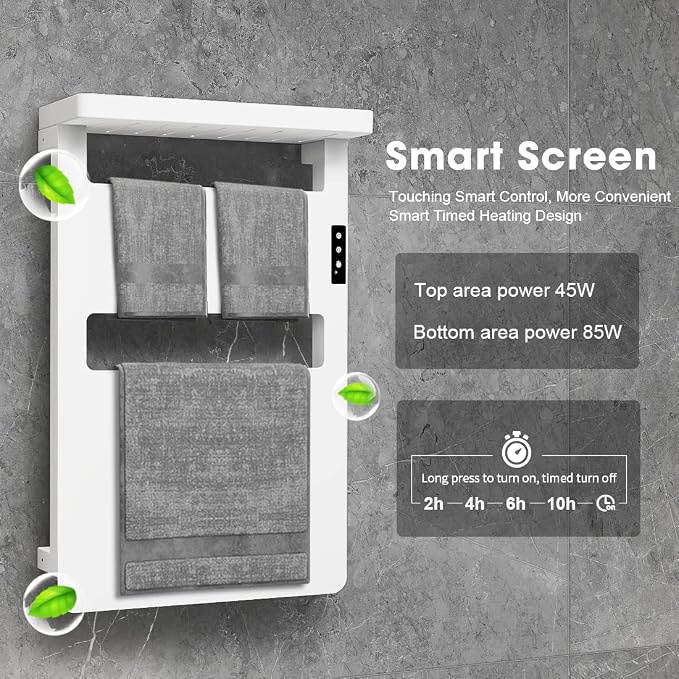 Towel Warmer with Timer for Bathroom, Towel Warmer Rack with Top Shelf, Heated Towel Rack Wall Mounted, Electric Towel Warmer, Towel Heater, Bath Towel Dryer, Hardwired or Plug-in - 28x18 inch
