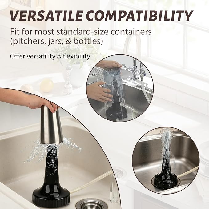 Blender Container Rinser, Portable Glass BlenderCleaning Rinser Cup Glass Washer, Quick Cleaning, Ideal for Bar Smoothie Coffee Restaurant Home Kitchen