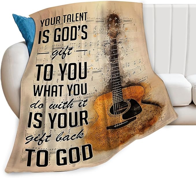 Tijuboni Guitar Music Throw Blanket Guitar Gifts for Girls Boys Women Men Kids Adults Soft Flannel Fleece Blanket for Couch Sofa Bed Home Decor 50"x60"