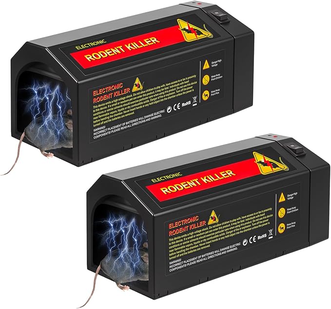 2 Pack Electric Mouse Trap Zapper,Electronic Rat Traps Indoor for Home with Anti-Escape Door,Rechargeable & Reusable Electric Rat Traps Outdoor Rodent Zapper Mice Killer for Kitchen Garage,Fast Kill