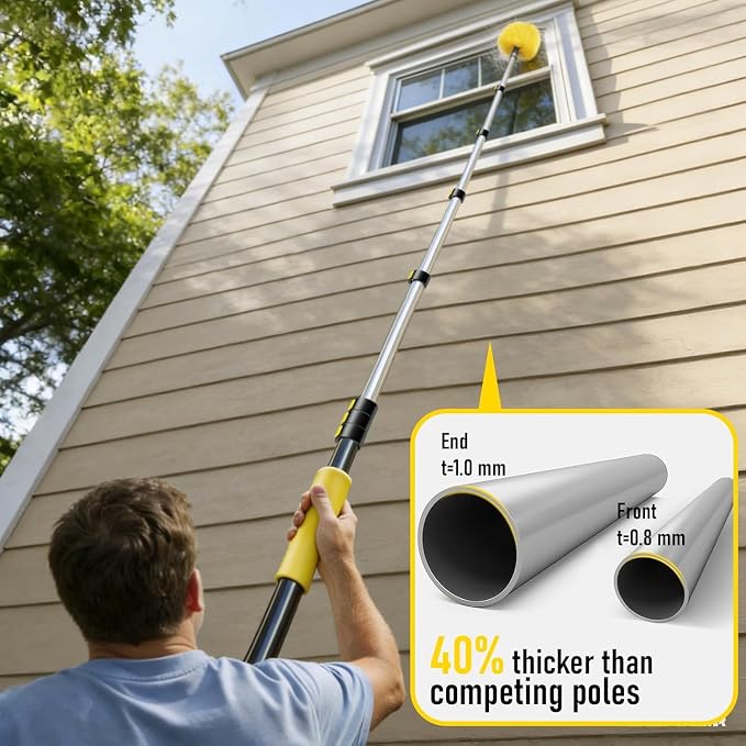 4.6-30ft Telescopic Extension Pole, Heavy-Duty Aluminum Paint Roller Extension Pole with Flip-Lock, Universal Thread, Multi-Purpose Extendable Pole for Professional & Commercial Use